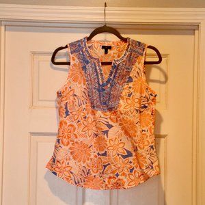 Talbots Top with Embroidered Neck